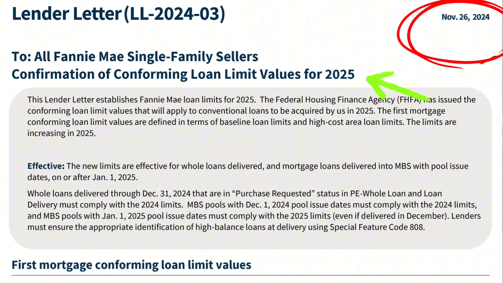 Announcement of new VA loan limits