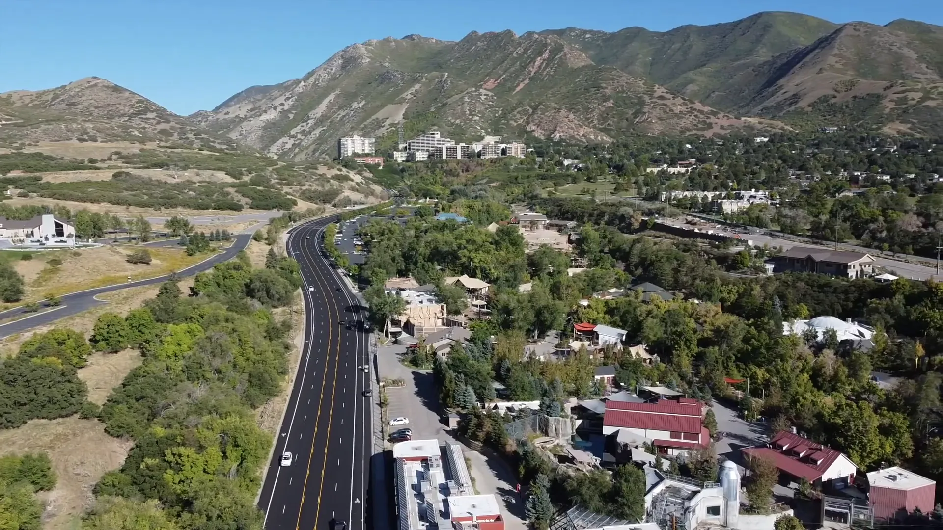 Emigration Canyon overview with trees and mountains